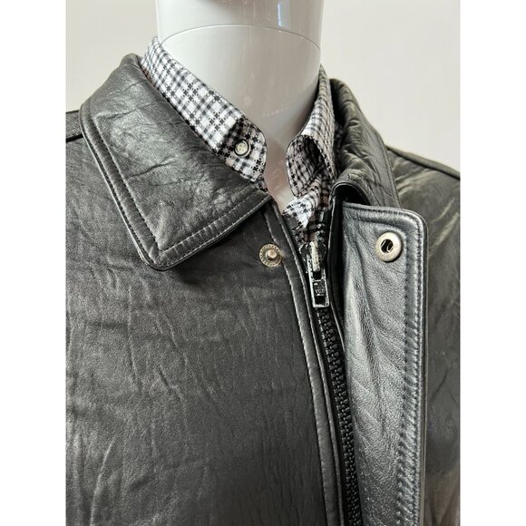 Bill Blass Bomber Jacket  Large Black Leather Damage on Left Shoulder - Picture 2 of 16